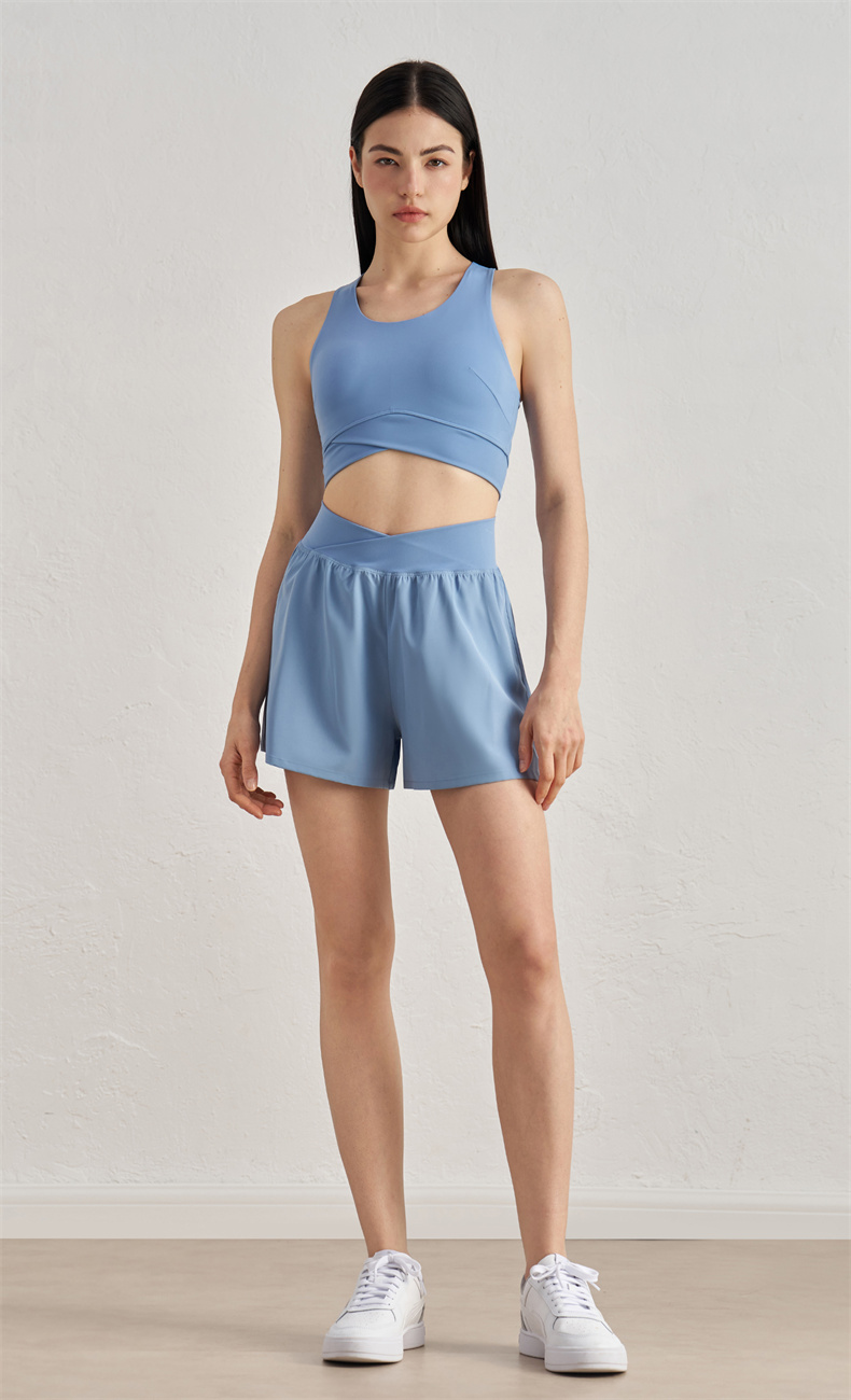Br-Lux Ice Thin Yoga Set – 75% Nylon 25% Spandex Sports Bra & 91% Polyester 9% Spandex Skirt, Lightweight Stretchy Active Wear Outfit, SKU: WX41012+DK52022 - Premium yoga sets wholesale