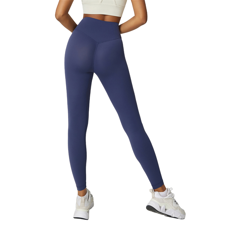Women's High-Waist Yoga Leggings – 80% Nylon 20% Lycra, Barely There Comfortable Fabric – Perfect for Yoga, Gym, Running – Dark Blue (SKU: CK1595) - Premium yoga leggings wholesale