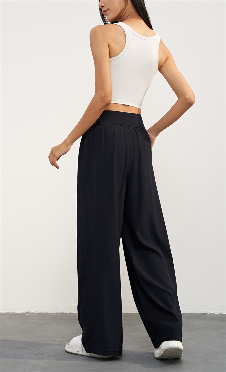 CK1601 Women's Wide-Leg Yoga Pants - UPF 50+ Sun Protection, Quick-Drying, Breathable Fabric, Double Side Pockets, Modern Straight Cut - Image 5